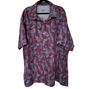 Van Heusen Men's Hawaiian Red + Blue Palm Shirt Size 3XLT Big and Tall